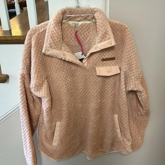 Simply Southern NEW Blush Quilted Sherpa Fleece Pullover - Picture 6 of 14